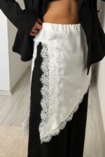 Dantelli Asimetrik Etek Beyaz - Görsel 2