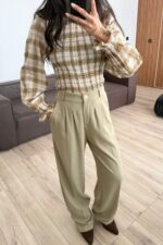 Bou Pileli Palazzo Pantolon Adaçayı yeşil - Görsel 2