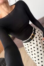 Dp Kayık Yaka Transparan Bluz Siyah - Görsel 2