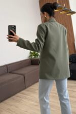 Md Keten Blazer Ceket Haki - Görsel 3