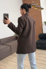 Md Keten Blazer Ceket Acı Kahve - Görsel 3