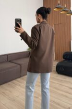 Md Keten Blazer Ceket Kahverengi - Görsel 3