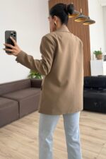 Md Keten Blazer Ceket Toprak - Görsel 3