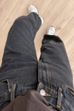 Verev Dikişli Baggy Koyu Antrasit Jean - Görsel 2