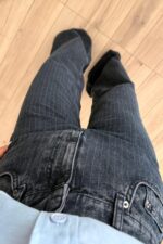 Çizgili İspanyol Paça Lacivert Jean - Görsel 3