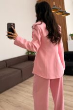 Rosa Yakası Fırfırlı Ceket Pembe - Görsel 4