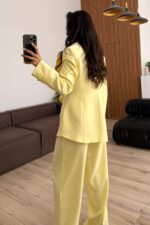 Rosa Yakası Fırfırlı Ceket Sarı - Görsel 4