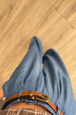 Pileli Denim Görünümlü Pantolon Mavi - Görsel 2