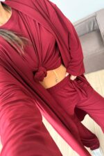 Sandy Üç Parça Takım Bordo - Görsel 3