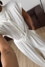 Merlin Bağlamalı Crop Pantolon Takım Ekru - Görsel 3