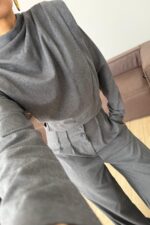 Omzu Drapeli Tasarım Takım Antrasit - Görsel 3