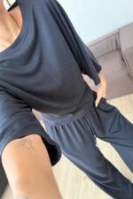 Hank Yarasa Kol Tişört Pantolon Takım Siyah - Görsel 3