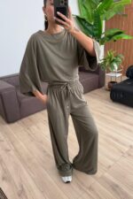 Hank Yarasa Kol Tişört Pantolon Takım Haki - Görsel 2