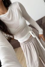 Bağlama Detaylı Bluz Beyaz - Görsel 2