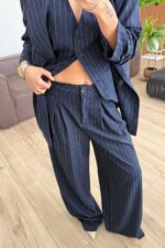 Çizgili Üçlü Takım Lacivert - Görsel 3