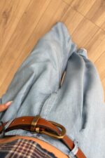 Pileli Denim Görünümlü Pantolon Açık Mavi - Görsel 3