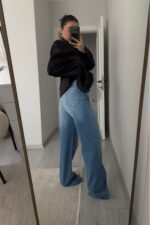 Layla Straight Yıkamalı Orta Mavi Jean - Görsel 3