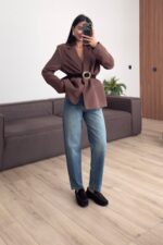 Wesley Mom Mavi Yıkamalı Jean