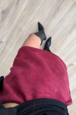 Cha Mini Süet Etek Bordo - Görsel 4