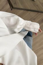 Boyundan Bağlamalı Kolları Volanlı Bluz Beyaz - Görsel 3