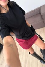 Vatkalı Drapeli Tişört Siyah - Görsel 2