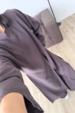 Tasarım Tunik Şallı Takım Kahverengi - Görsel 3