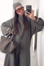 Tasarım Tunik Şallı Takım Haki - Görsel 3