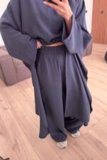 Tasarım Tunik Şallı Takım Lacivert - Görsel 4