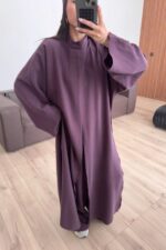 Tasarım Tunik Şallı Takım Mürdüm - Görsel 2