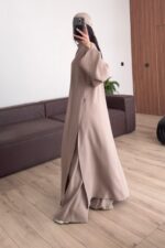 Tasarım Tunik Şallı Takım Bej - Görsel 4