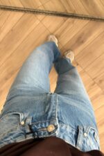 Paçası Kesik Wide Leg Orta Mavi Jean - Görsel 3