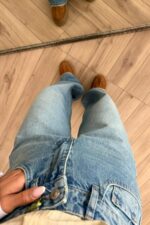 Moni Bol Paça Mavi Yıkamalı Jean - Görsel 3