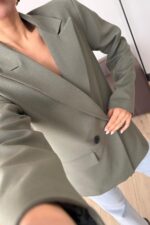 Md Keten Blazer Ceket Haki - Görsel 2