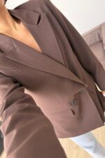 Md Keten Blazer Ceket Acı Kahve - Görsel 2