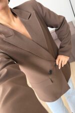 Md Keten Blazer Ceket Kahverengi - Görsel 2