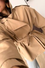 Premium Kısa Oversize Trenç Camel - Görsel 2