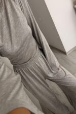 Beli Ayarlanabilir Uzun Kollu Bluz Eşofman Takım Gri - Görsel 3