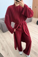 Sandy Üç Parça Takım Bordo - Görsel 2