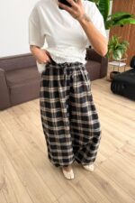 Jolene Ekose Şalvar Pantolon Antrasit - Görsel 3