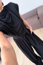 Merlin Bağlamalı Crop Pantolon Takım Siyah - Görsel 3