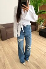 Poco Dizleri Yırtık Mavi Jean - Görsel 2