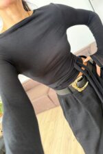 Bağlama Detaylı Bluz Siyah - Görsel 2