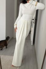 Tasarım Soft Touch Etek Takım Ekru - Görsel 4