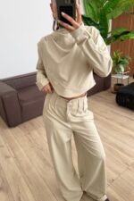 Omzu Drapeli Tasarım Takım Bej - Görsel 2