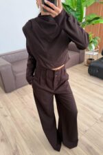 Omzu Drapeli Tasarım Takım Kahverengi - Görsel 2