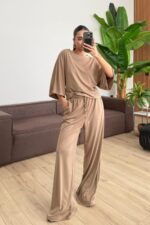 Hank Yarasa Kol Tişört Pantolon Takım Vizon