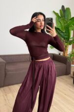 Bağlama Detaylı Bluz Mürdüm