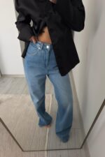 Layla Straight Yıkamalı Orta Mavi Jean - Görsel 2