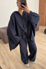 Düğmeli Selen Takım Lacivert - Görsel 2