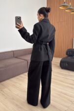 Loyd Beli Bağlamalı Pantolon Takım Siyah - Görsel 4